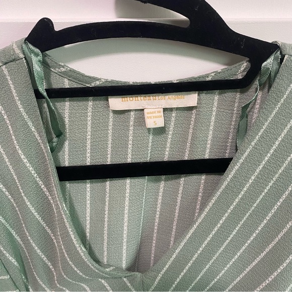 Sage Green Striped Dress - Picture 2 of 3